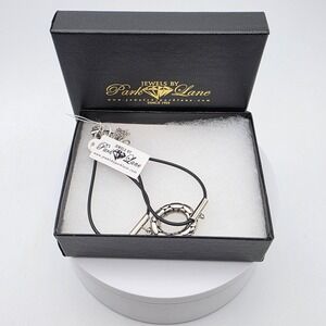 New PARK LANE 'Wild Ones' Bracelet Pebble Silver-Plated Black Cord 6.5-9" In Box